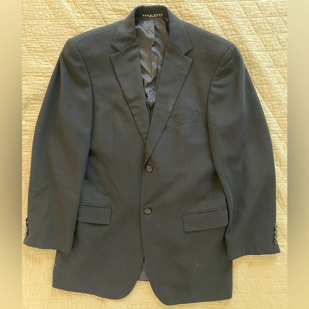 HUGO BOSS Made in USA‎ BERTOLUCCI/MOVIE Wool Suit Jacket in Black Size 38 R